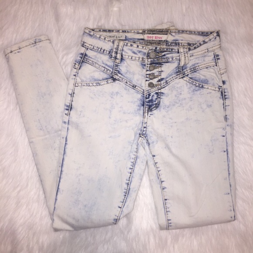 Hot Kiss Acid Wash High Waisted Skinny Jeans